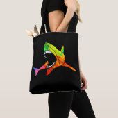Kleurrijke haai tote bag (Dichtbij)