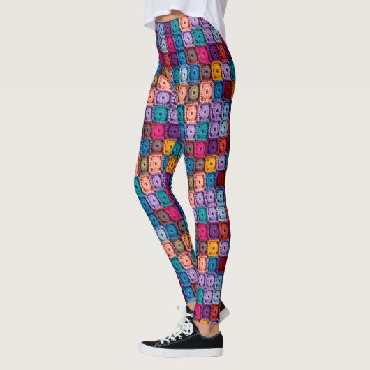 Kleurrijke haakvierkanten Leggings -  (Links)