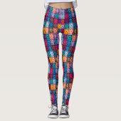 Kleurrijke haakvierkanten Leggings -  (Voorkant)