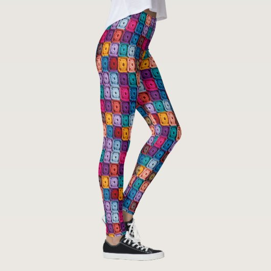 Kleurrijke haakvierkanten Leggings -  (Rechts)