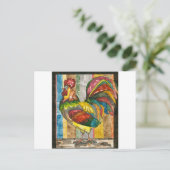 kleurrijke haan briefkaart (Staand voorkant)