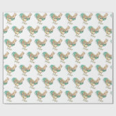 Kleurrijke Haan Cadeaupapier (Vlak)