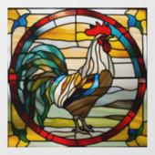 Kleurrijke Haan Faux Glas in lood Raamsticker (Vel)