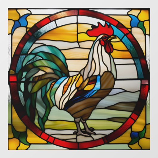 Kleurrijke Haan Faux Glas in lood Raamsticker (Vel)