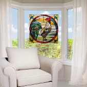 Kleurrijke Haan Faux Glas in lood Raamsticker