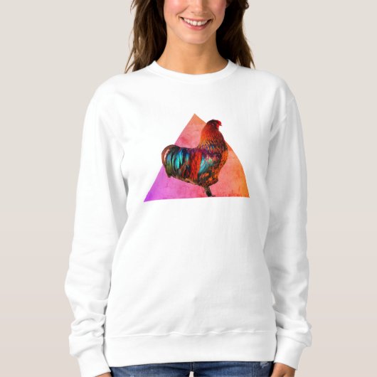 Kleurrijke Haan Foto Print Sweatshirt (Voorkant)