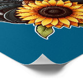 Kleurrijke Haan in Cowboy Pet met Zonnebloem Poster (Hoek)