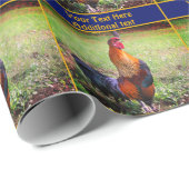 Kleurrijke haan kraaien gepersonaliseerd cadeaupapier (Rol Hoek)