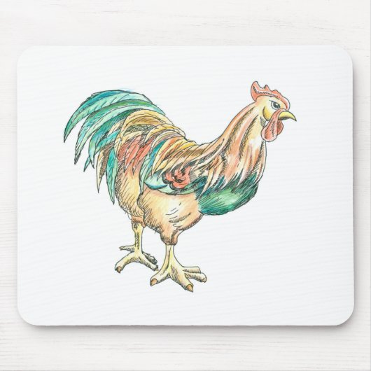 Kleurrijke Haan Kunst Muismat (Voorkant)