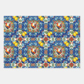 Kleurrijke haan, Mediterraan, mozaïek, citroen, Inpakpapier Vel (Voorkant 3)