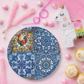 Kleurrijke haan, Mediterraan, mozaïek, citroen, Papieren Bordje (Feest)