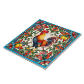 Kleurrijke haan, Mediterraan, mozaïek, citroen, Tegeltje (Zijkant)