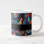 Kleurrijke haan patroon scriptnaam grote koffiekop (Rechts)