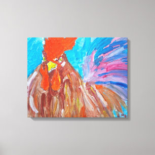 Kleurrijke Haan Schildering Canvasprint Canvas Afdruk
