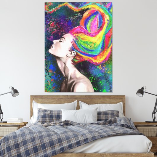 Kleurrijke Haardamcanvas afdrukken - Kunst schilde (Insitu (Slaapkamer))