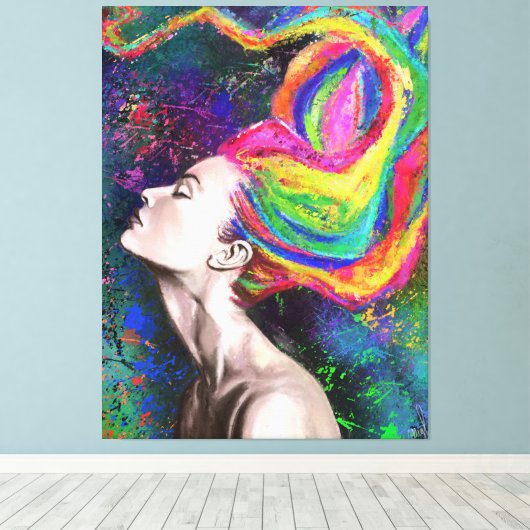 Kleurrijke Haardamcanvas afdrukken - Kunst schilde (Insitu (Houten vloer))