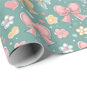 Kleurrijke Haarstrikken Groene Kerstmis Cadeaupapier (Rol Hoek)