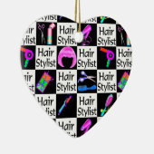 KLEURRIJKE HAARSTYLIST KERSTORNAMENT KERAMISCH ORNAMENT (Rechts)