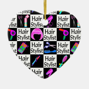 KLEURRIJKE HAARSTYLIST KERSTORNAMENT KERAMISCH ORNAMENT