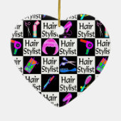 KLEURRIJKE HAARSTYLIST KERSTORNAMENT KERAMISCH ORNAMENT (Achterkant)