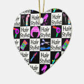 KLEURRIJKE HAARSTYLIST KERSTORNAMENT KERAMISCH ORNAMENT (Links)