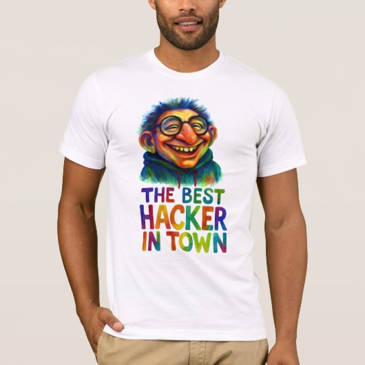 Kleurrijke Hacker Troll - De beste coder in de sta T-shirt (Voorkant)