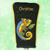 Kleurrijke Hagedis op Branch Leaf Groene Stippen Golfheadcover