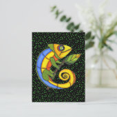 Kleurrijke hagedis op een tak briefkaart (Staand voorkant)