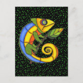 Kleurrijke hagedis op een tak briefkaart (Voorkant)