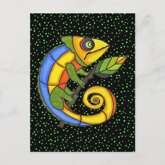 Kleurrijke hagedis op een tak briefkaart (Voorkant)
