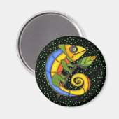 Kleurrijke hagedis op een tak magneet (Voorkant / Achterkant)