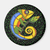 Kleurrijke hagedis op een tak magneet (Voorkant)