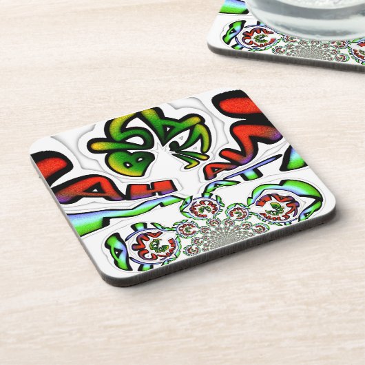 Kleurrijke Hakuna Matata Graffiti Art Print Drankjes Onderzetter (Linkerzijde)