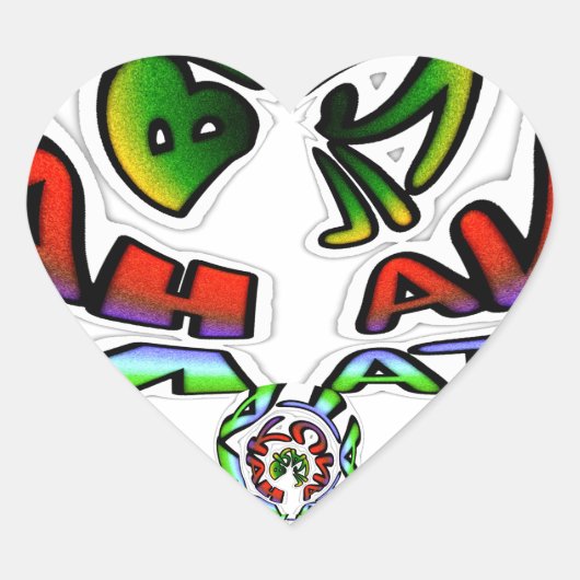 Kleurrijke Hakuna Matata Graffiti Art Print Hart Sticker (Voorkant)