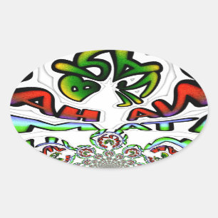 Kleurrijke Hakuna Matata Graffiti Art Print Ovale Sticker