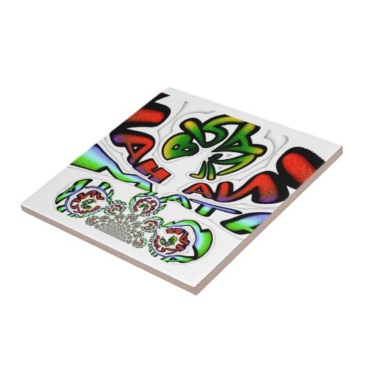 Kleurrijke Hakuna Matata Graffiti Art Print Tegeltje (Zijkant)