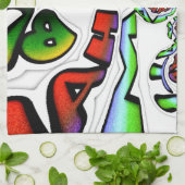 Kleurrijke Hakuna Matata Graffiti Art Print Theedoek (Gevouwen)