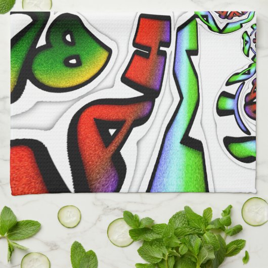 Kleurrijke Hakuna Matata Graffiti Art Print Theedoek (Gevouwen)