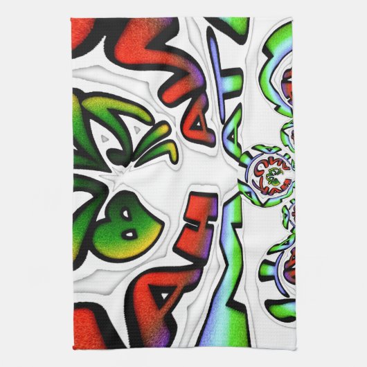 Kleurrijke Hakuna Matata Graffiti Art Print Theedoek (Verticaal)