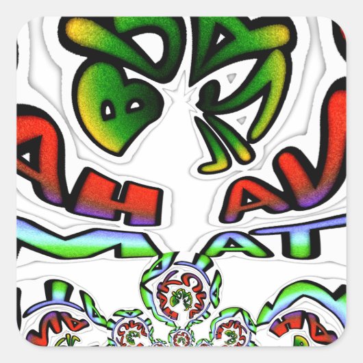 Kleurrijke Hakuna Matata Graffiti Art Print Vierkante Sticker (Voorkant)