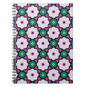 Kleurrijke halftone bloemen - roze en groen notitieboek