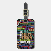 Kleurrijke Hallo in veel talen Word Cloud Bagagelabel (Voorkant verticaal)