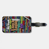 Kleurrijke Hallo in veel talen Word Cloud Bagagelabel (Achterkant horizontaal)