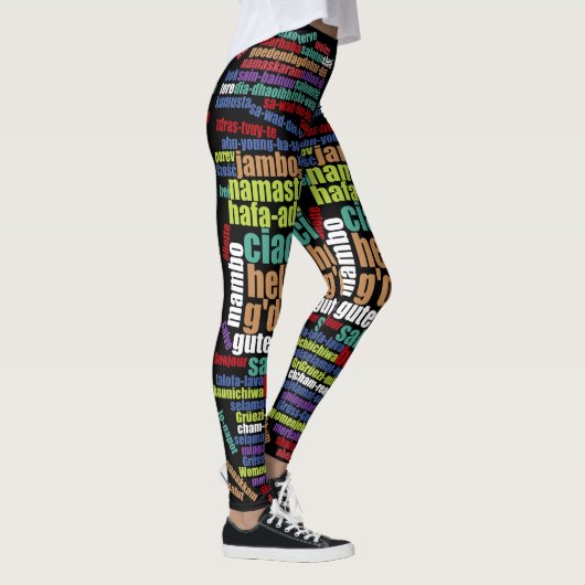 Kleurrijke Hallo in veel talen Word Cloud Leggings (Rechts)