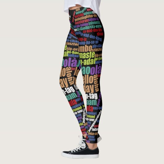 Kleurrijke Hallo in veel talen Word Cloud Leggings (Links)