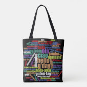 Kleurrijke Hallo in veel talen Word Cloud Tote Bag (Achterkant)
