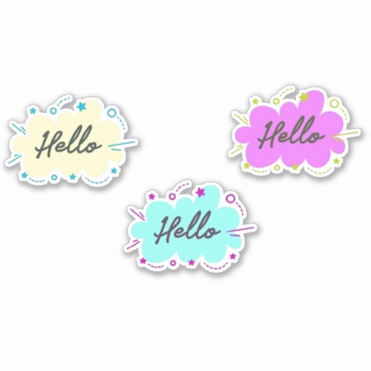 Kleurrijke Hallo Sticker (Voorkant)