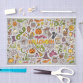 Kleurrijke Halloween Doodles Objecten Patroon Tissuepapier (Craft)