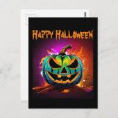 Kleurrijke Halloween griezelige pompoen zwart Briefkaart (Voorkant / Achterkant)