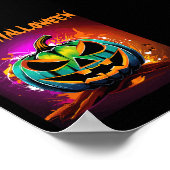 Kleurrijke Halloween griezelige pompoen zwart Poster (Hoek)